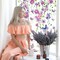 6 Sheet Purple Flower Window Clings Spring Floral Butterfly Hanging Vine Reusable Window Decals for Home School Office Seasonal Party Supplies